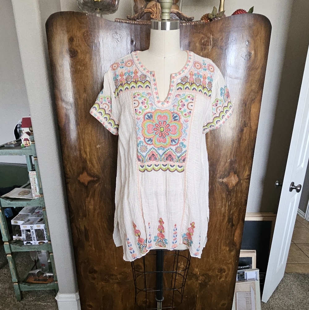 Johnny Was Multicolor Embroidered Blouse